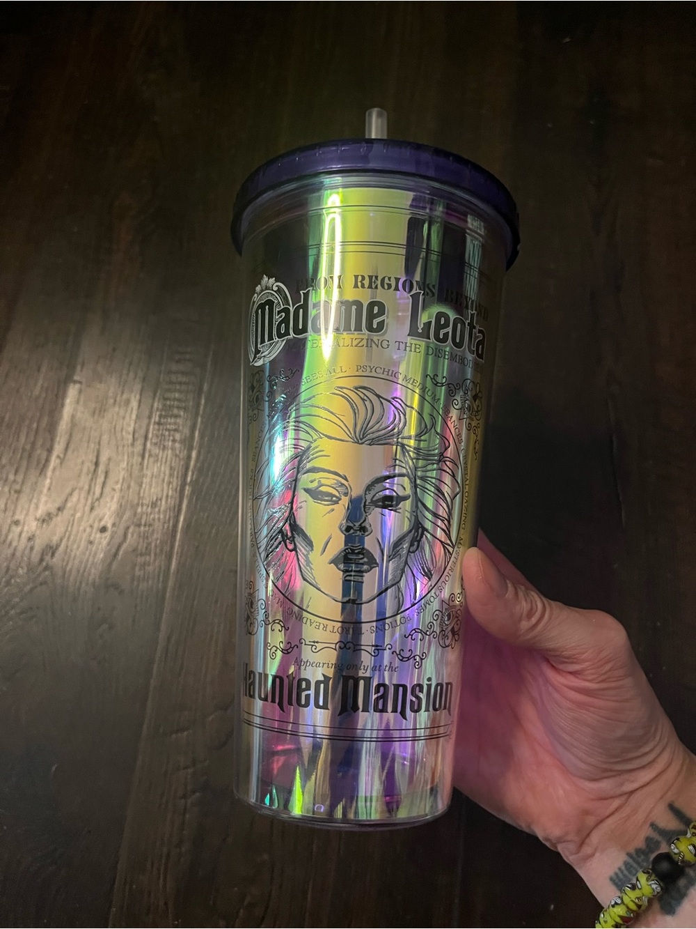 Disney Iridescent Haunted Mansion Tumbler with Purple Lid